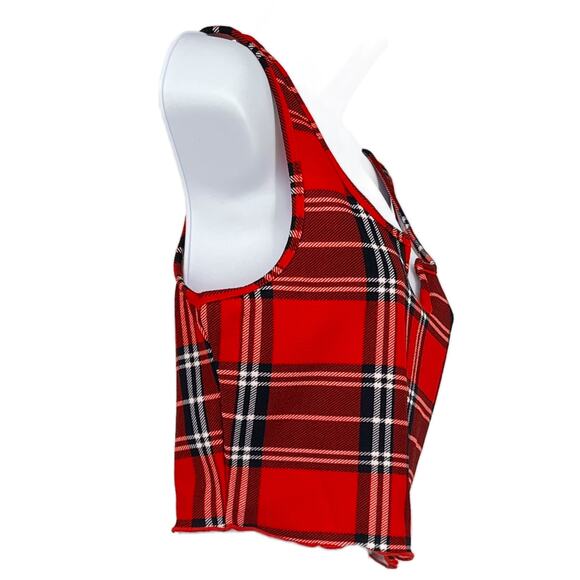 Shein Plaid Crop Tank in Red/Black Size XL - Picture 2 of 7